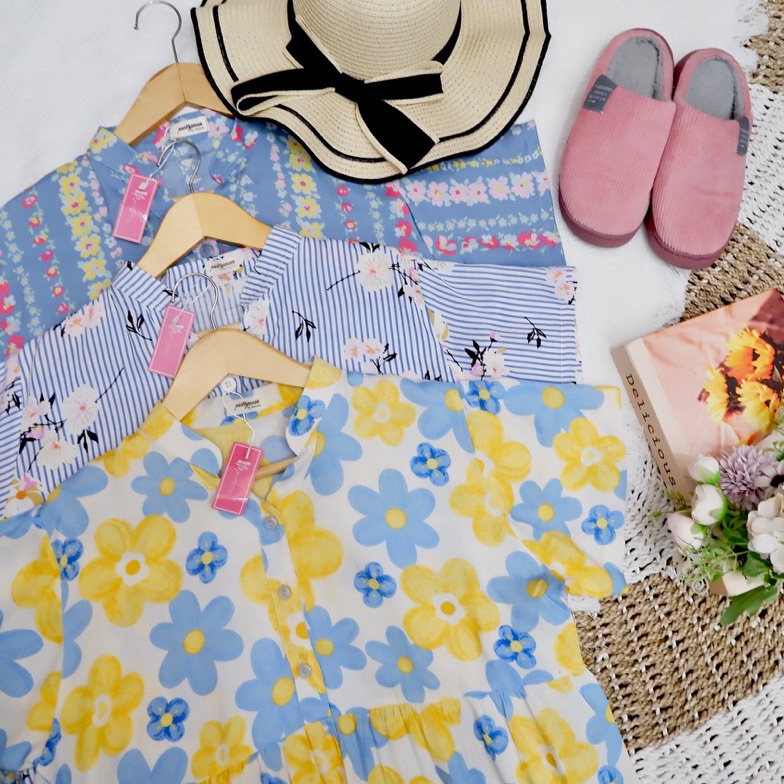 ART P33J NONA DRESS  MIDI DRESS TUNIK DASTER PIYAMA HOMEDRESS HOMEWEAR ATASAN BAWAHAN PAKAIAN WANITA