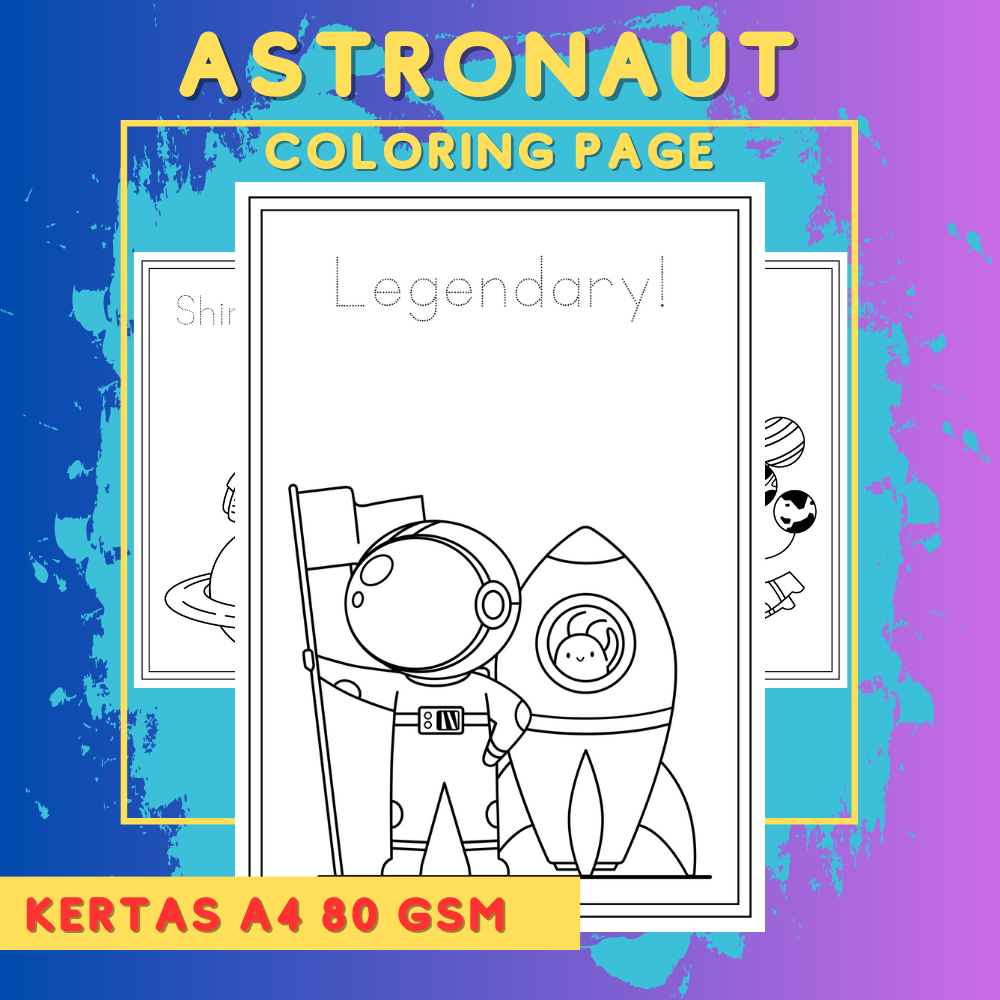 

DIY Coloring Page / Lembar Mewarnai Sketsa TEMA ASTRONAUT A4 80 DAN 150 Gsm