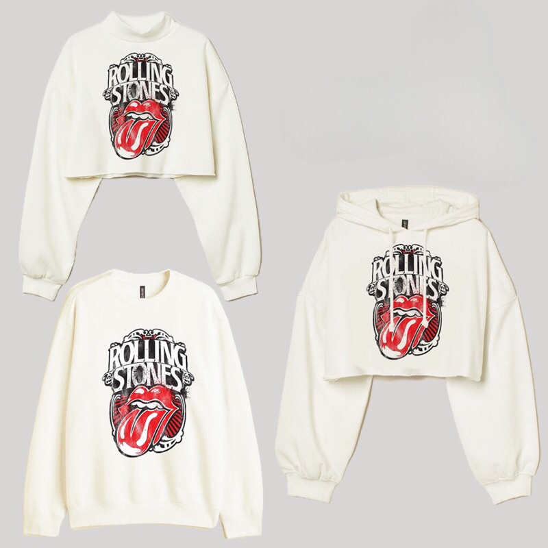 Sweatshirt Hoodie Crop H&M Rolling Stone