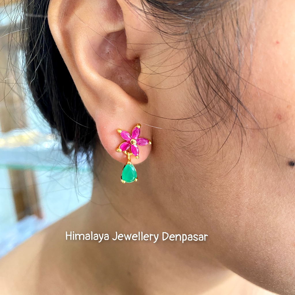 sumpel jepun tetes air batu permata giok tembaga lapis emas hongkong dan liontin persis emas asli