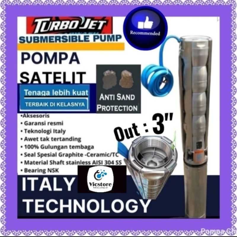 Mesin pompa air satelit Turbo jet 5.5hp 6inc submersible water pump sumur bor 6"