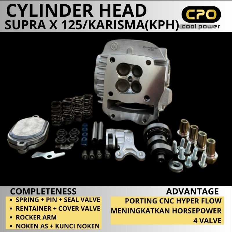 BLOK HEAD 4 KLEP BLOK cylinder head karisma Supra x 125 4 Valve size 19-22 21-24 porting CNC hyper head  CPO Coll power