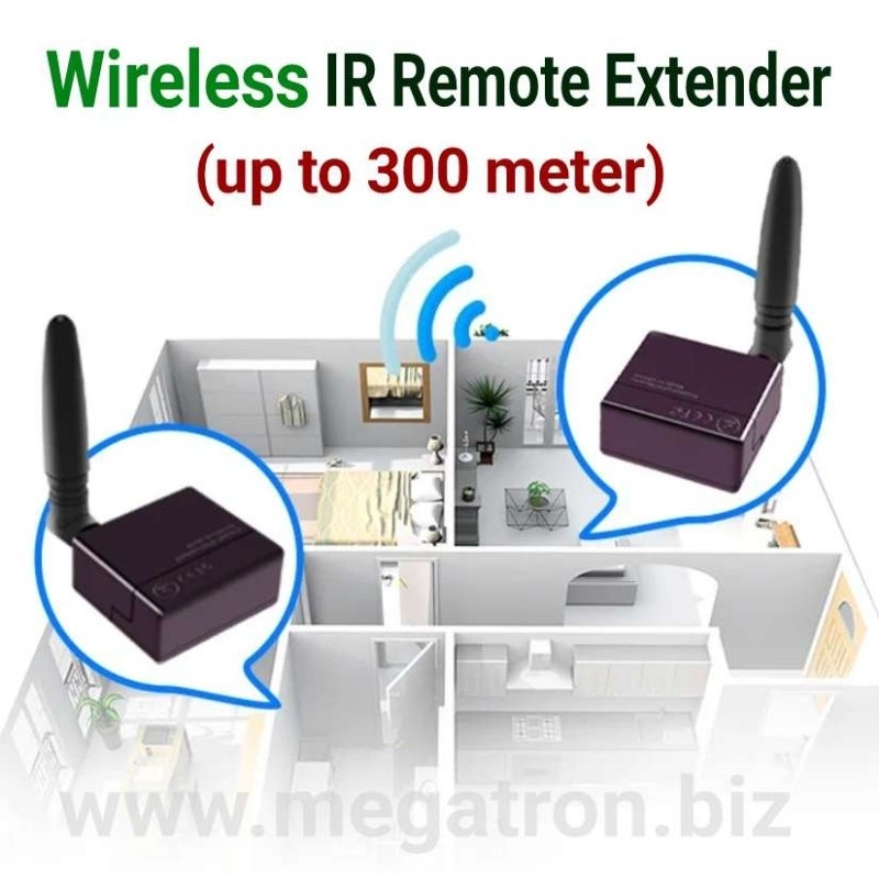 Wireless IR Remote Extender - up to 300 meter (remote dari ruangan lain jarak jauh)
