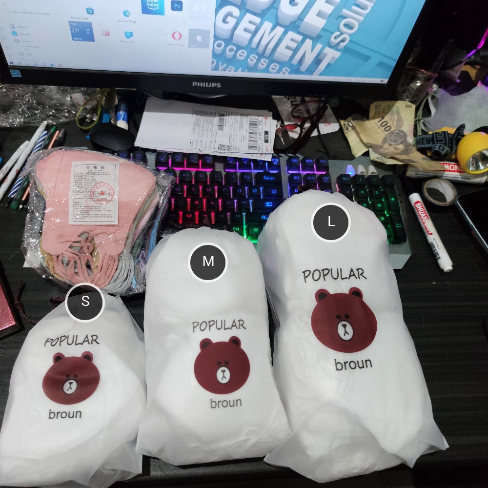 ZAFIT.ID Z734 Pouch Wadah Kantong Tas Serut Tali Tarik Plastik Popular Kemasan beruang Souvenir Oleh