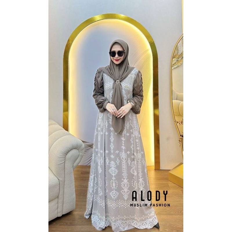 (p1a+) YOLANDA DRESS 2 BY ALODY. Baju Dress Set Hijab Seruty Premium Gamis Wanita Muslimah. Nazra Sh