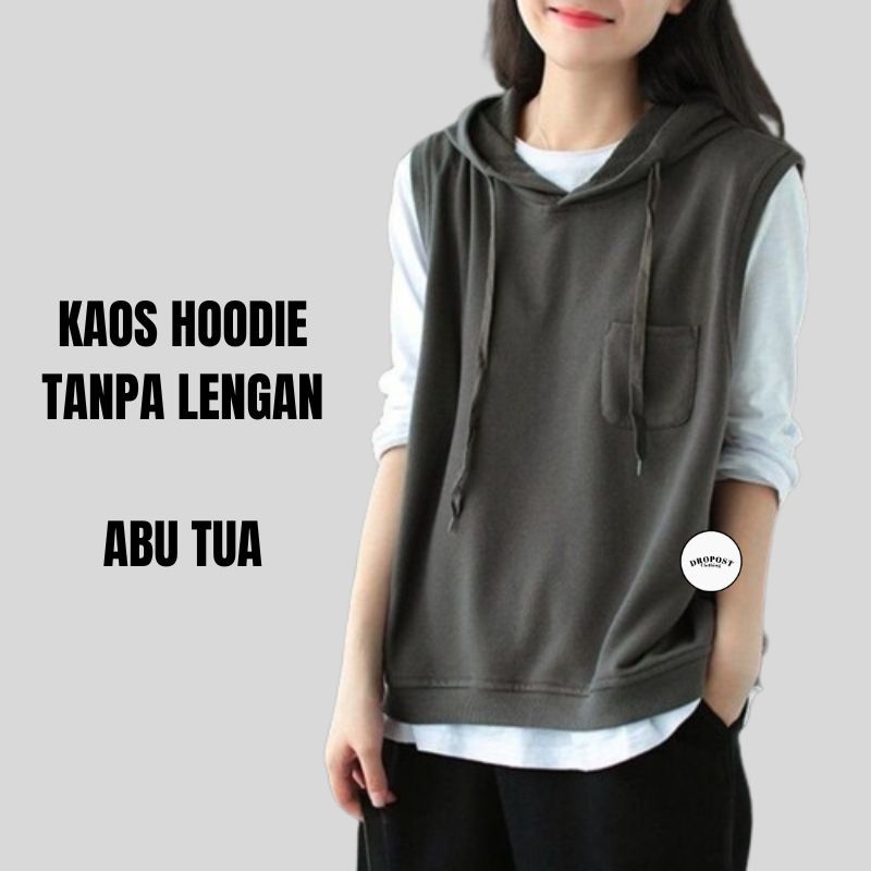KAOS HOODIE TANPA LENGAN KOMBINASI POCKET JUMBO BIG SIZE BAJU TSHIRT OVERSIZE COWOK CEWEK KATUN COMB