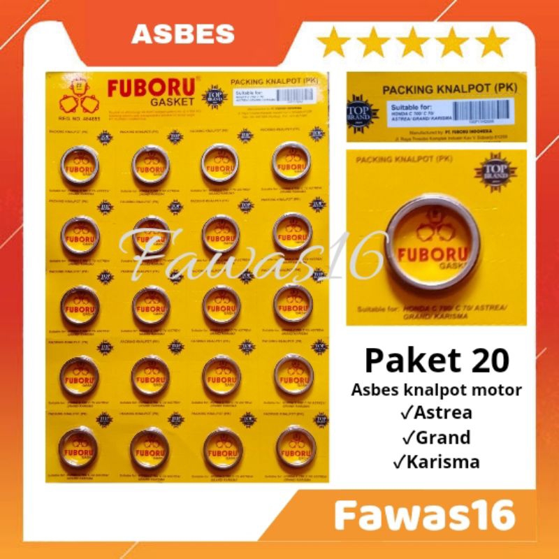 paket 20 asbes knalpot grand Astrea Supra fuboru/packing kenalpot fuboru