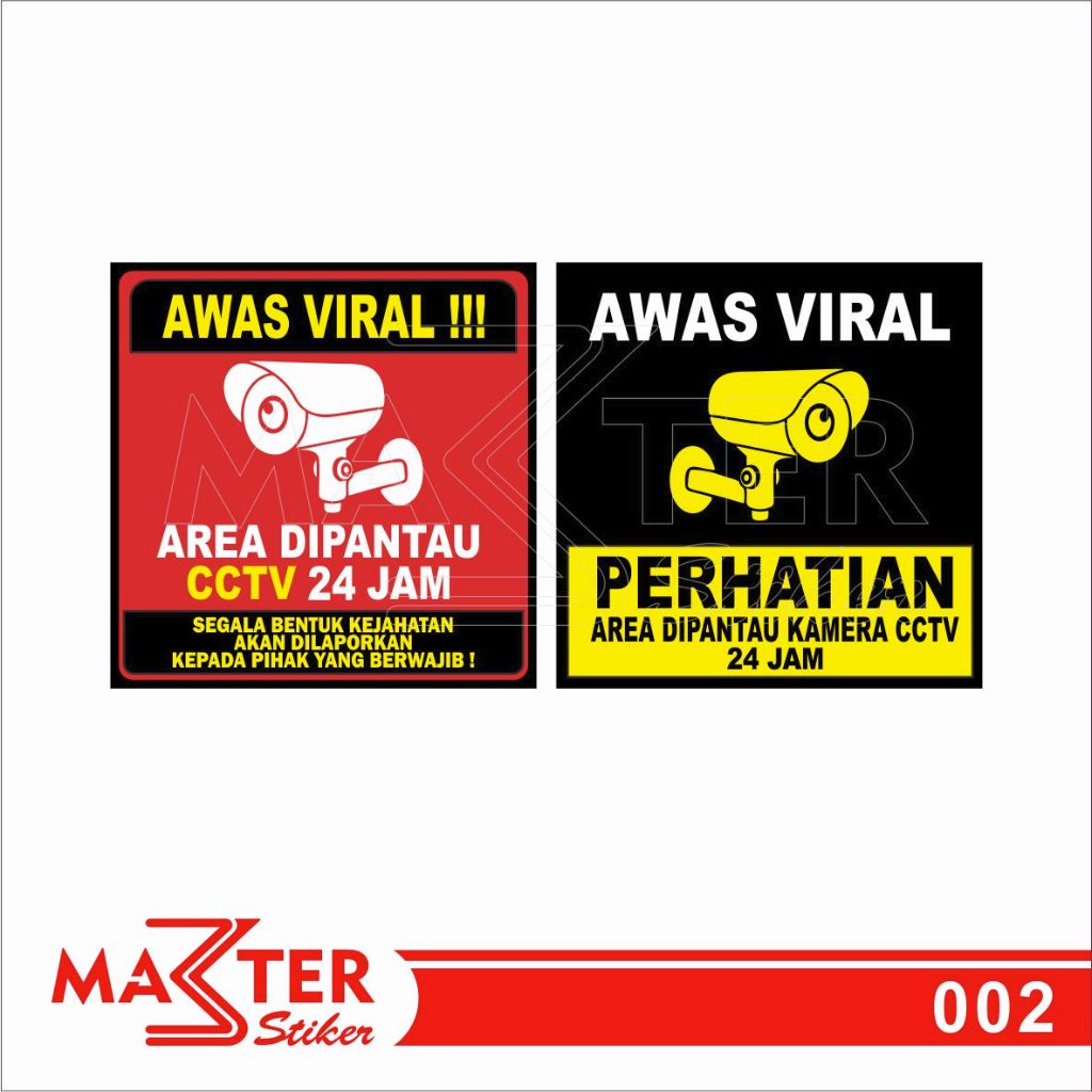 

002 - Stiker Kamera CCTV 24 Jam, Sticker Vinyl, Premium, Tahan Air, Termurah, dan Bisa Custom