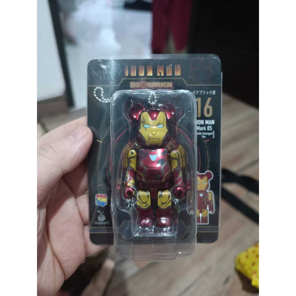 Bearbrick 100% Iron Man Number 16 Mark 85 Battle Damaged Keychain