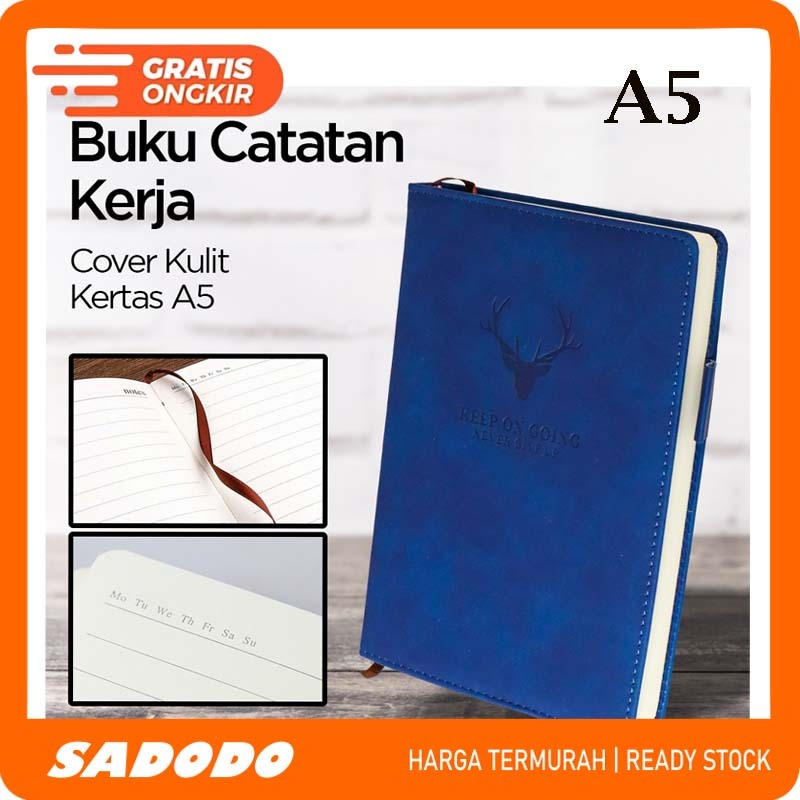 

SADODO Buku Catatan Harian Notebook Cover Kulit A5 - Dark Blue-180 Lbr