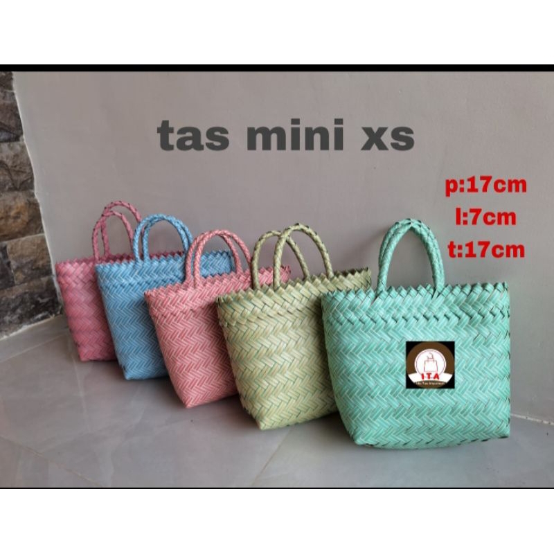 Tas anyaman plastik/TAS ANYAMAN MINI XS/tas belanja/tas pasar/tas keranjang/tas sovenir/tad hampers/