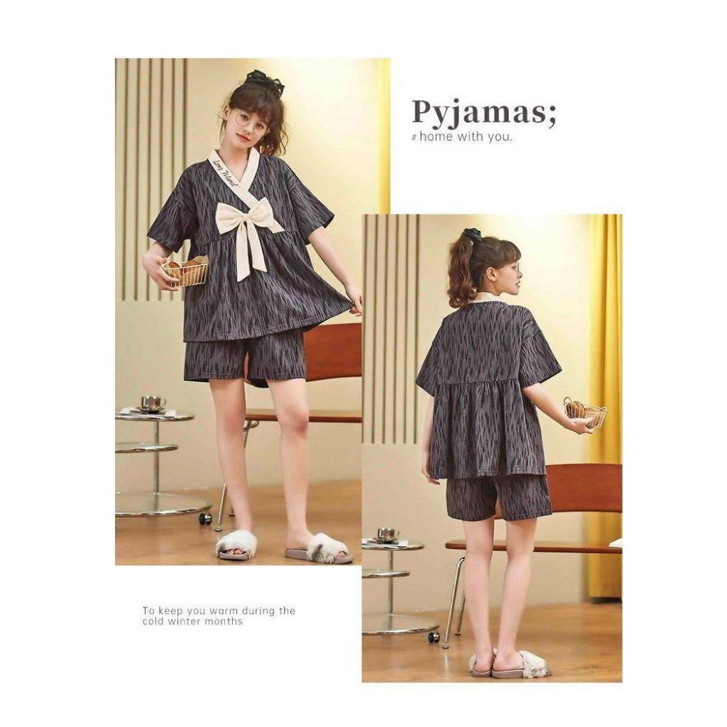 PAKET BAJU IMPORT GROSIR / PIYAMA WANITA NEW IMPORT MURAH GROSIR GRAY KIMONO RIBBON / BAJU MURAH GRO