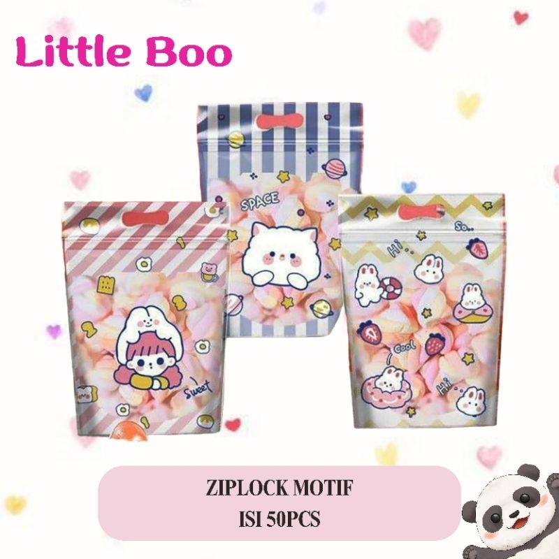 isi50 Zip lock bag makanan cookies lucu / Zipper lock makanan / Kantong zipper cookies