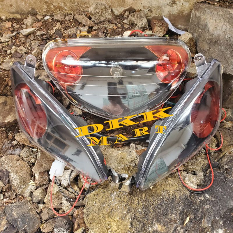 REFLEKTOR LAMPU DEPAN DAN SEIN MIO SPORTY 1 SET KOMPLIT MODEL 2 MATA MODIF THAILAND / TERMURAH LAMPU