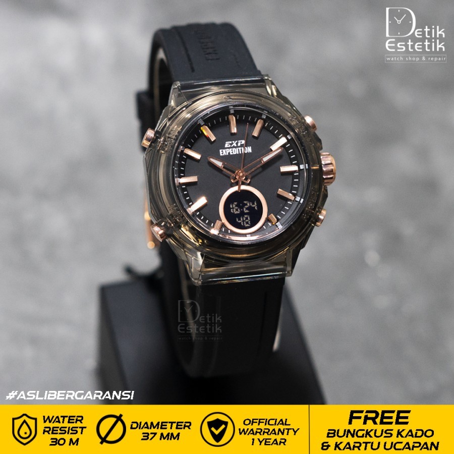 Jam Wanita Expedition E 6831 / E 6831 MHRRGBA BlackRose Analog Digital