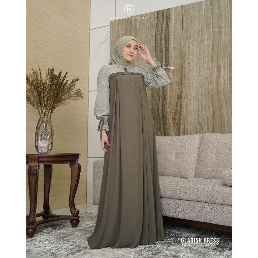 GLADISH DRESS NADHEERA LUXURY gamis couple gladis nadhera terbaru 2024 lebaran sarimbit jaka gladish