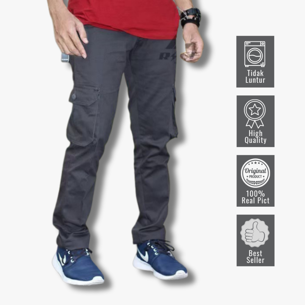 Celana Panjang Cargo Kekinian Pria Dewasa Distro Model Pensil Slimfit Terbaru