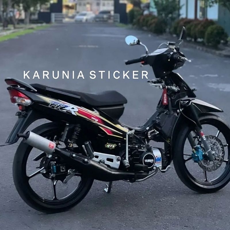 Striping lis sticker standar Yamaha Fiz R 1998 hitam lis merah gold stiker Fiz R FizR hitam merah 19