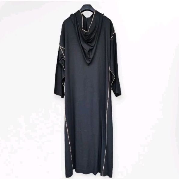 PROMO Baju Umroh Gamis Hoodie Djellaba Maroko Jalabah Jubah Kapucong Maroko Pria Linen Premium Hitam