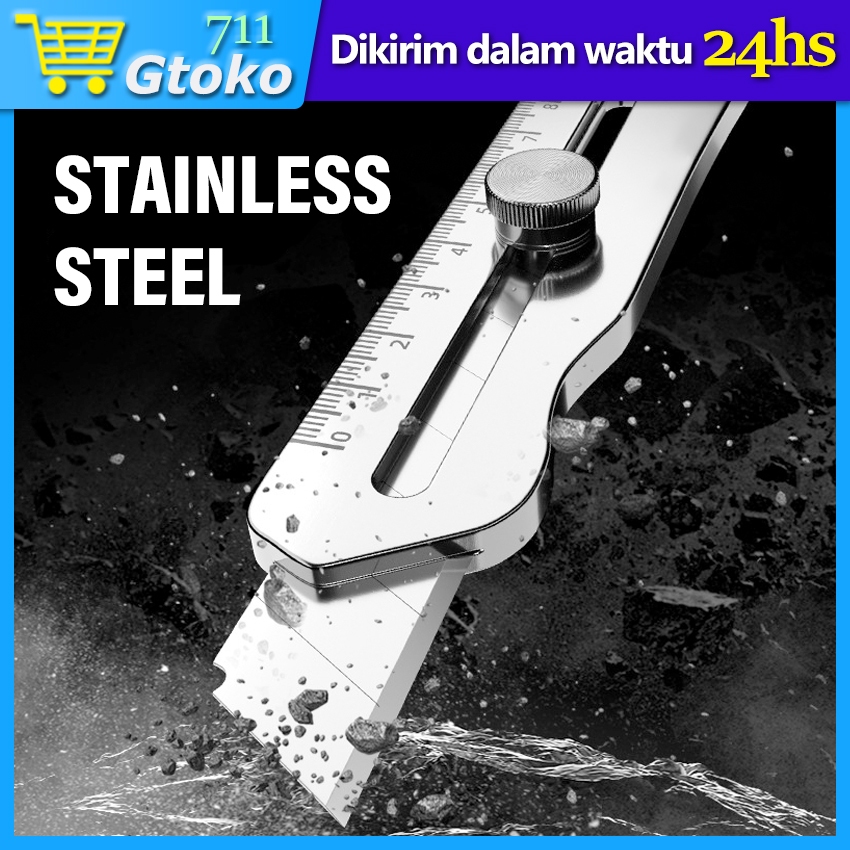 

Pisau Cutter Stainless Steel Baja Pemotong Kertas Multifungsi 18 mm