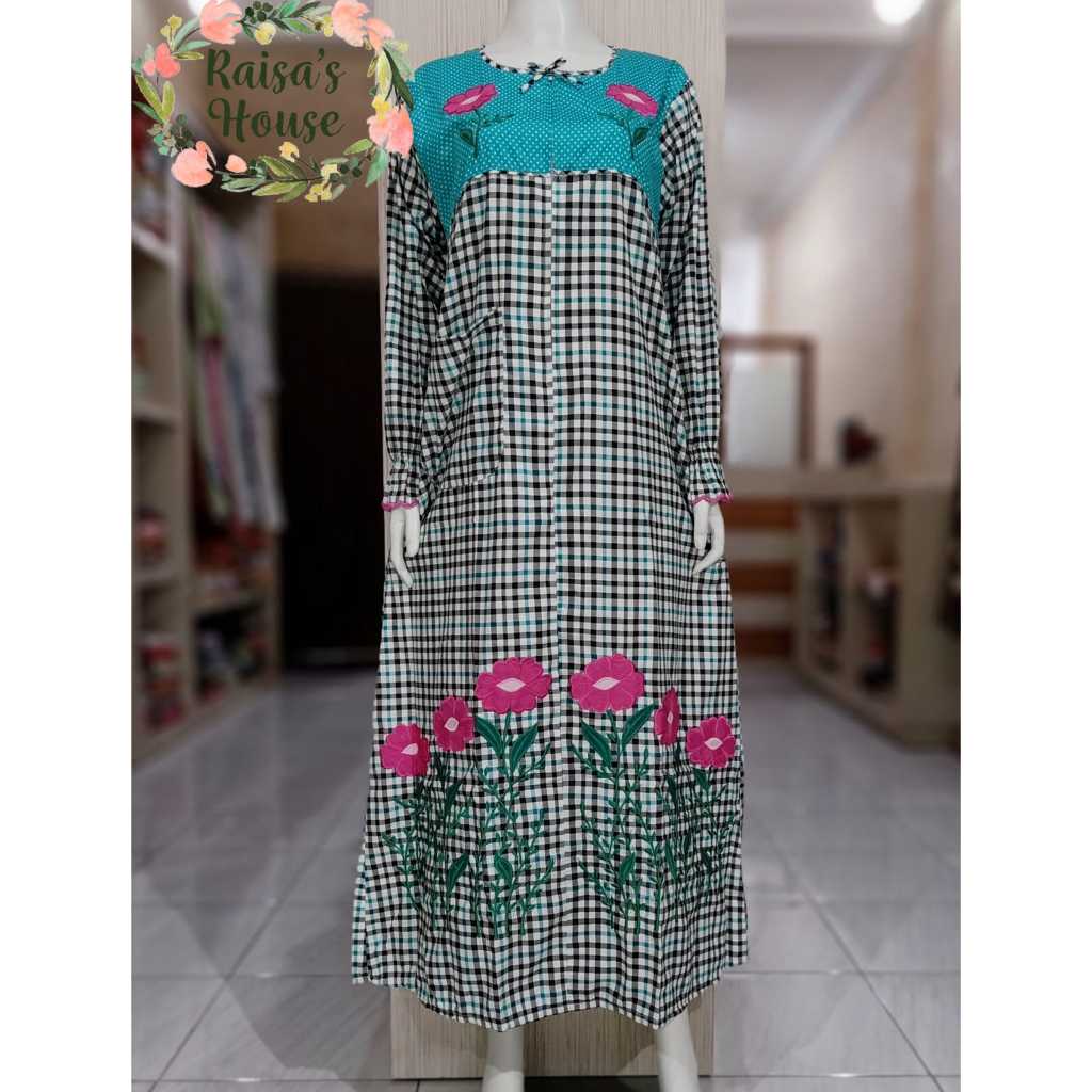 DASTER LONGDRESS BORDIR KHAS MALANG - LENGAN PANJANG | BIRU TOSCA