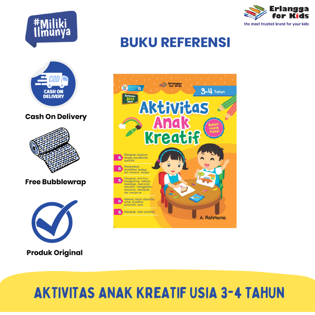 [Erlangga] Buku Paket Aktivitas Anak: Seri Aktivitas Anak Kreatif 3-4 Tahun