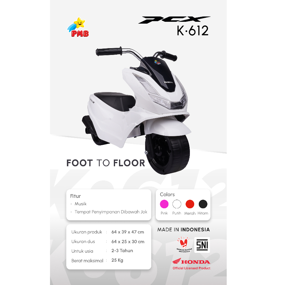 MAINAN ANAK MOTOR-MOTORAN / FOOT TO FLOOR K612 HONDA PCX / MAINAN MOTOR ANAK