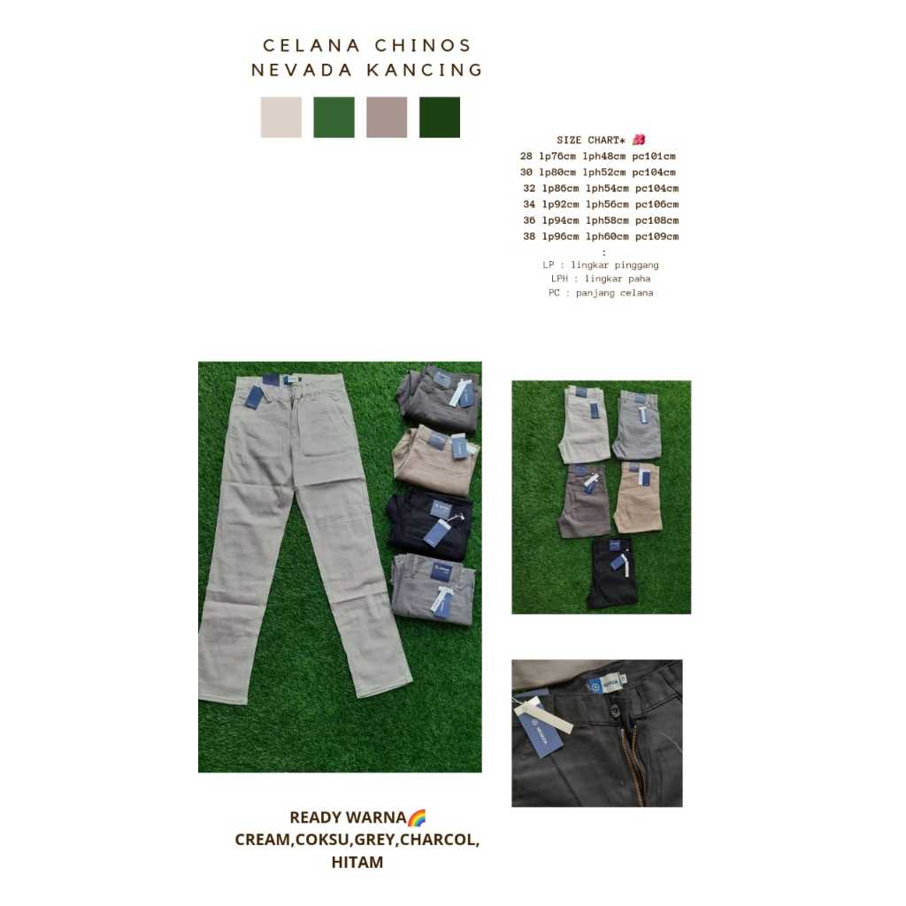 CHINOS NEVADA ORI KANCING/CELANA PANJANG PRIA  DEWASA SLIMFIT