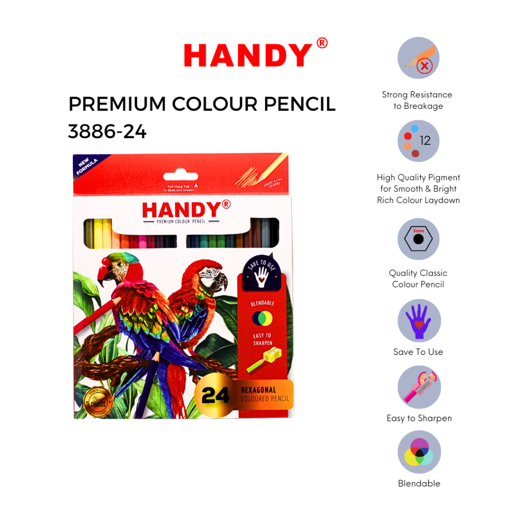

HANDY Pensil Warna Premium Isi 24 Warna 3886-24