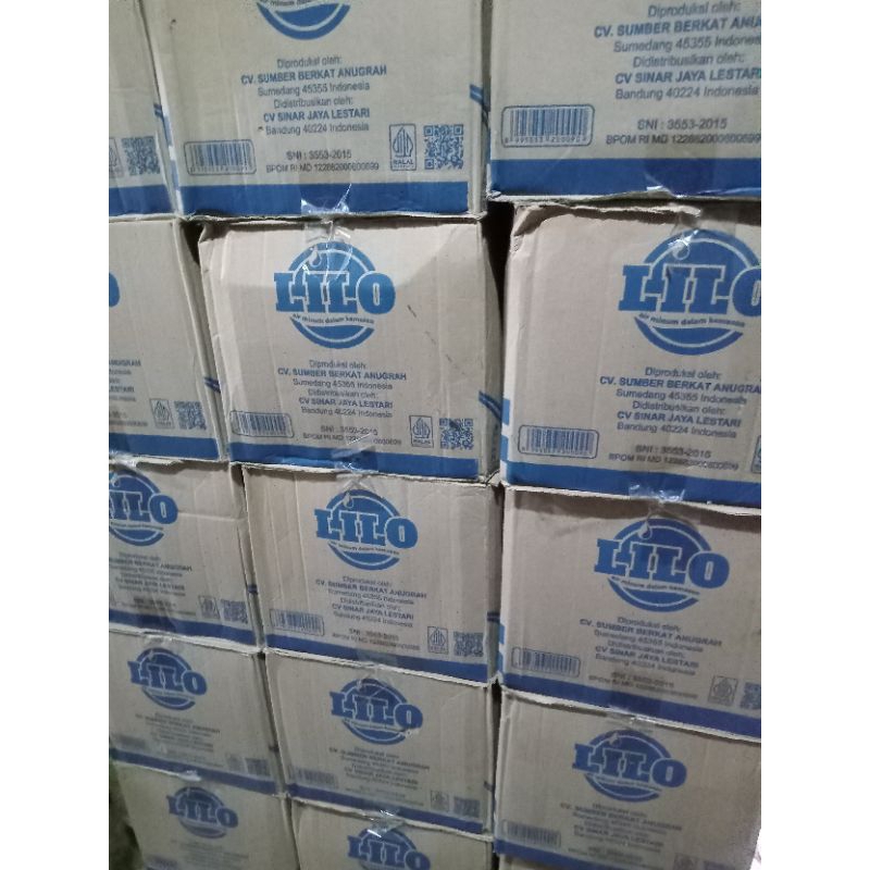 

air mineral gelas merk lilo 220ml 1 karton isi 48 pcs khusus gojek