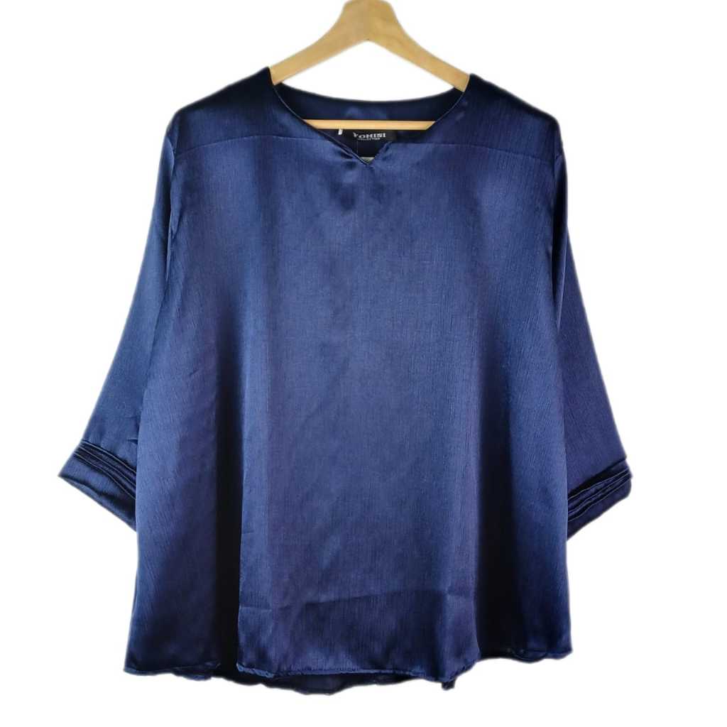 Atasan BLUS SATIN BIG SIZE CREDENZA PREMIUM POLOS Terbaru Lengan 7/8 SUPER JUMBO LD 130 CM 5XL 4461#