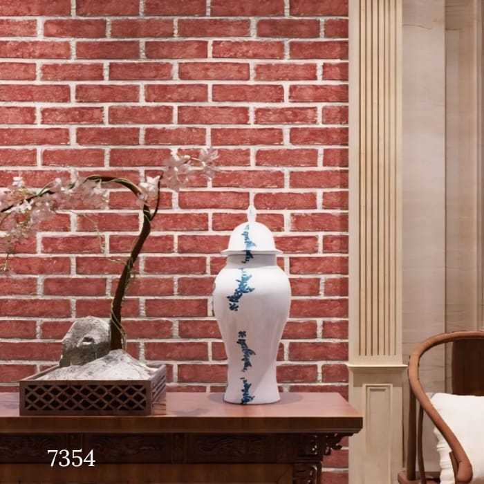 Wallpaper VIP - Wallpaper Dinding 3D Motif Batu Bata Merah