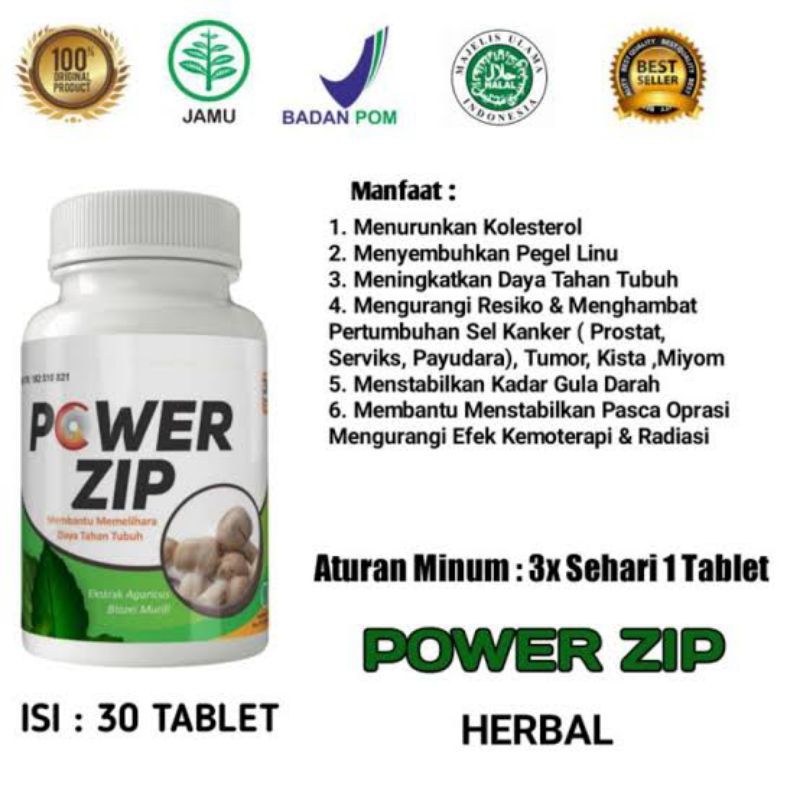 Power Zip Original isi 30 Kapsul - Asli Obat Herbal Hipertensi Jantung Diabetes Asam Urat - Anti Kan