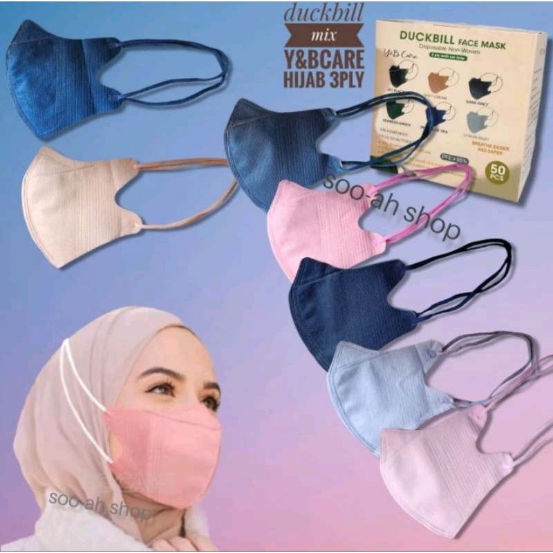 Masker Alkindo/face mask Hijab Duckbill Headloop 3ply 1BOX ISI 50PCS