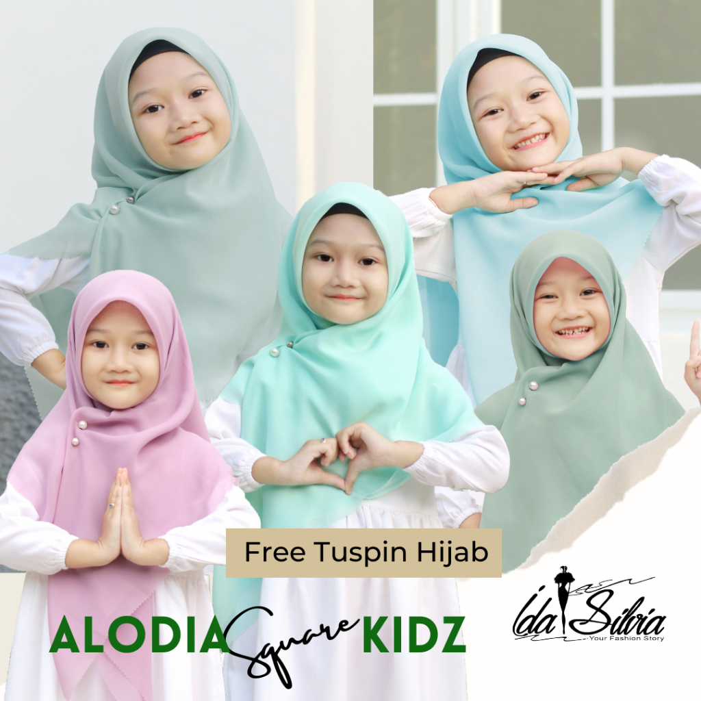 Jilbab Segiempat Anak Lasercut  / Kerudung Segi Empat Hijab square Premium marun hitam black putih w