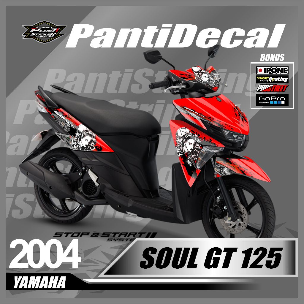 skotlet Decal Custom Motor SOUL GT 125 Fullbody viral- Sticker Motor mio soul gt 125 Desain Terbaru