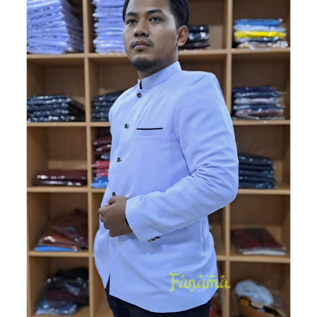 Jasko Mandarin Warna Putih Jasko Shanghai Jas Koko Pria Dewasa Baju Atasan Pria