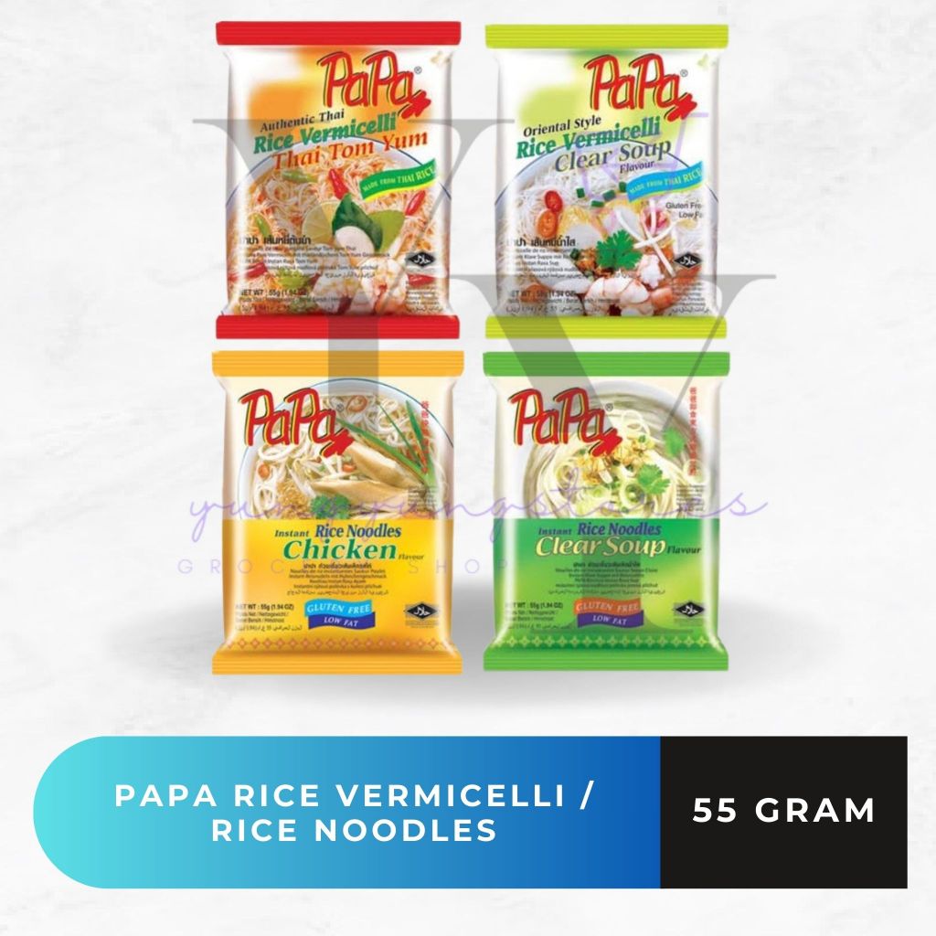 

PAPA Rice Noodle / Vermicelli Clear Soup / Chicken / Tomyum 55 gram
