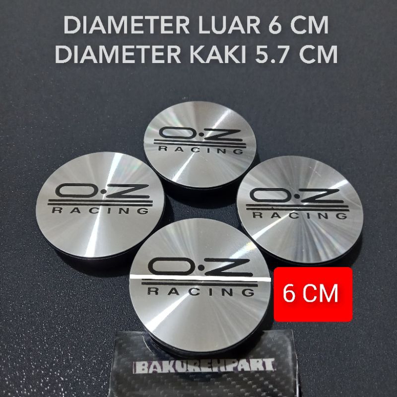 Dop roda tutup velg mobil racing tulisan OZ RACING hitam diameter 6 cm harga untuk set 4pcs