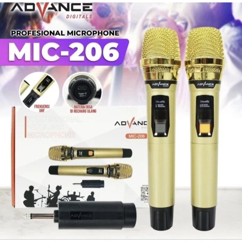 Mic Wireless Advance 206 Microphone Wireless Karoke