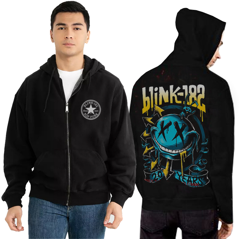 Jaket Hoodie Blink-182 Band Streetwear Clothing Blink 182 Hoodie Ritsleting Bahan Cotton Fleece New 