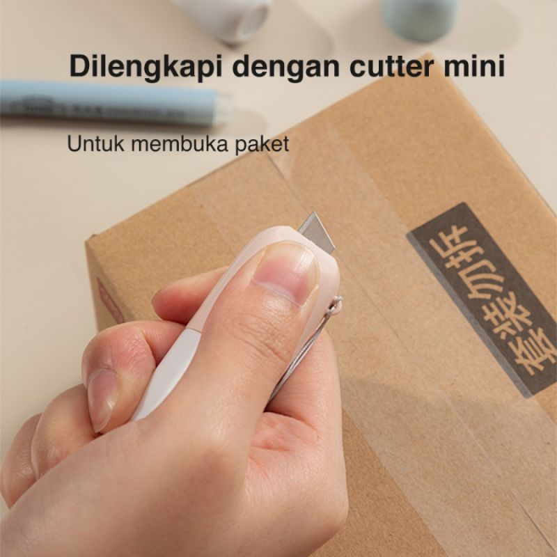 

Deli Stempel Penghapus Resi 2 in 1 Cutter Pembuka Paket - JQ122