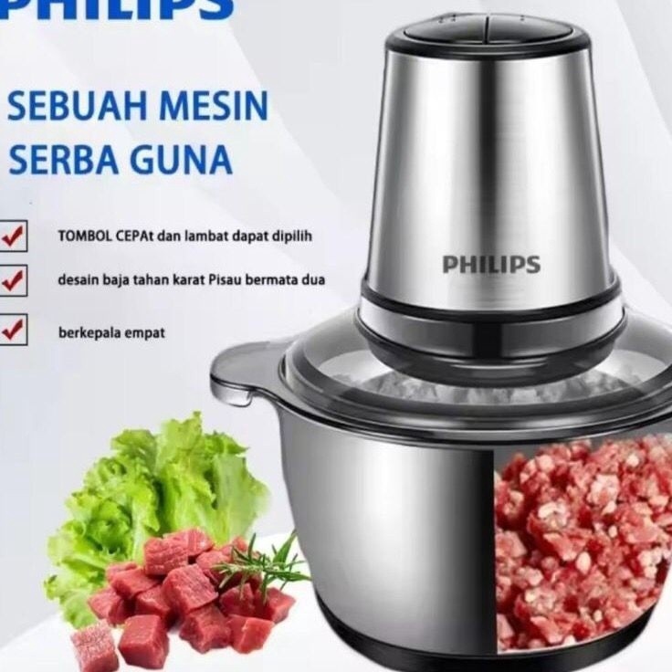 ZU Promo Sale Philips Penggiling Blender Chopper Penggiling Daging Listrik 4W Food Chopper 2 Liter C