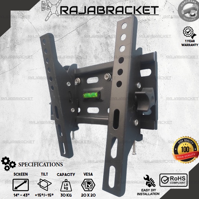 GC Bracket Braket Breket TV LED 24 32 4 42 43 inch Tilting TV Waterpass Nunduk Dangak Braket TV Sams