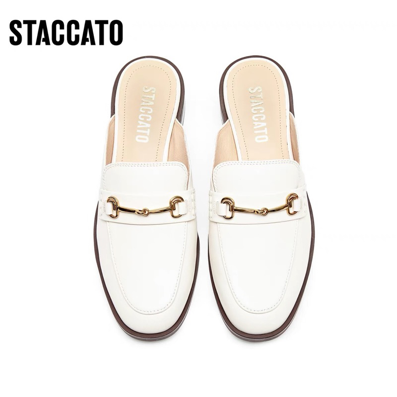 Ter Murah ORIGINAL SALE Staccato EUN03-AP1 Women's Flats Shoes Slip On Selop - Apricot White Putih N
