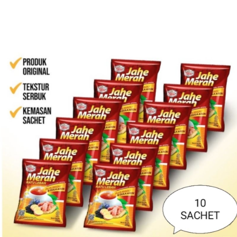 

Jahe Merah Ratu Lebah 10 Sachet Minuman Jahe Herbal Plus Gula Aren