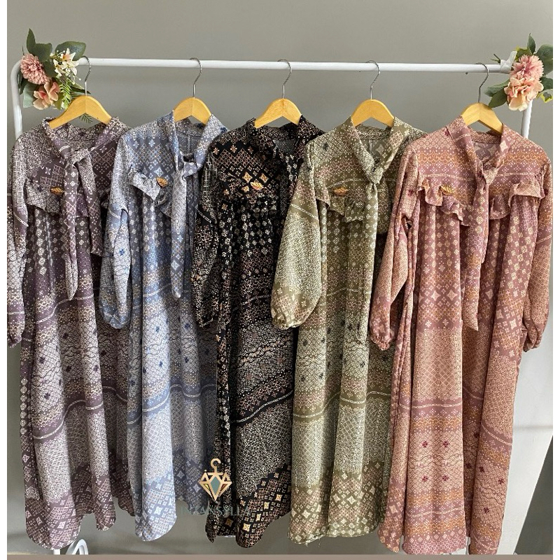 [Bisa COD] Gamis Set Pashmina Anak Reva bahan Crinkle Aleva untuk 6 sd 8 tahun