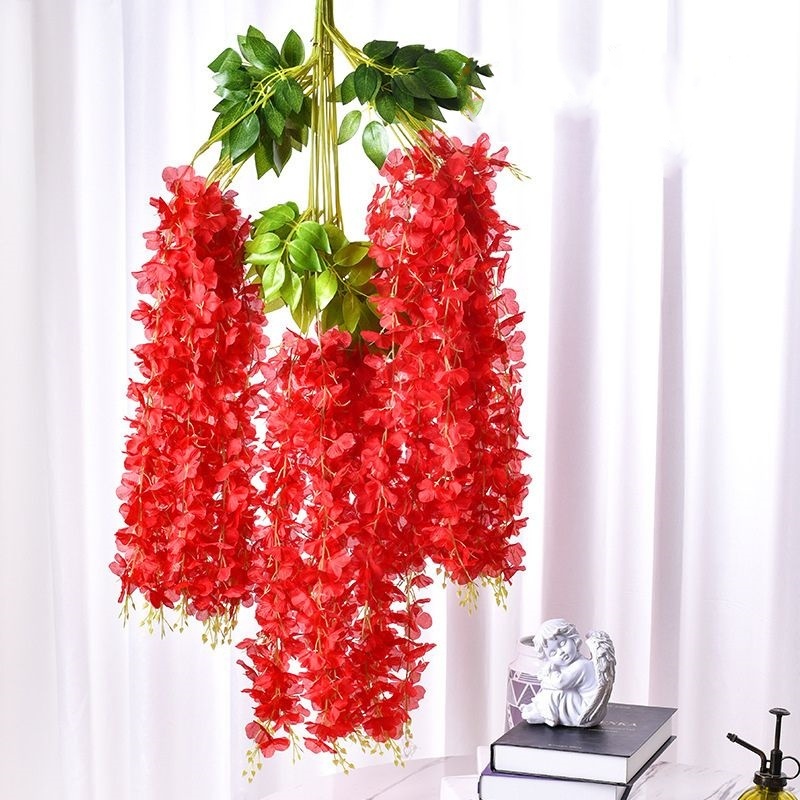 Juntai Wisteria Jumbo Gantung Daun Rambat Plastik- Bunga Lavender Artificial Wisteria Tanaman Import
