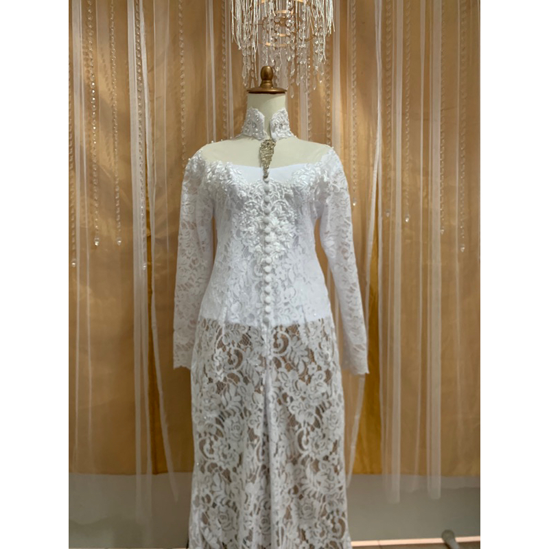 Kebaya Tunik Putih//Baju Kurung Putih//Kebaya Nikahan dan Pesta