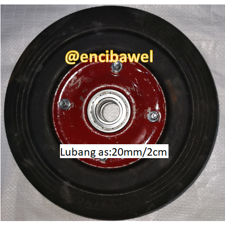 Roda troli 10 inchi double bearing lubang as 2 cm/20 mm